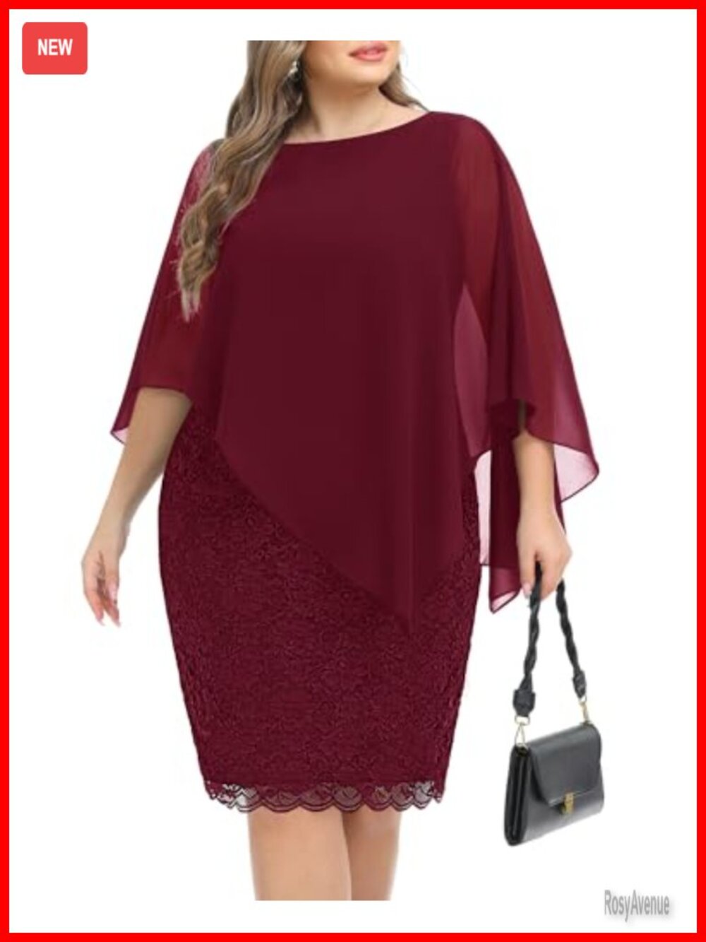 Plus Size Semi Formal Lace Cape Bodycon Sheath Dress Wedding Guest Cocktail
